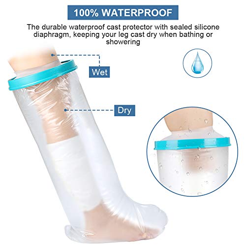 Protector de Ducha Pierna, Protector de Escayola Impermeable Pierna, 104cm, Elástico, Funda Protectora para Ducha Pierna Adulto