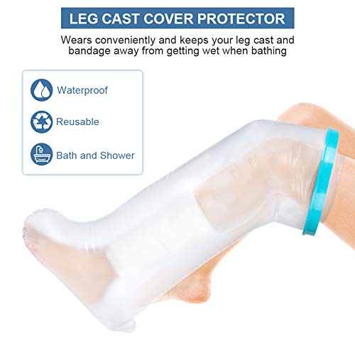 Protector de Ducha Pierna, Protector de Escayola Impermeable Pierna, 104cm, Elástico, Funda Protectora para Ducha Pierna Adulto