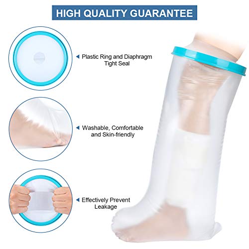 Protector de Ducha Pierna, Protector de Escayola Impermeable Pierna, 104cm, Elástico, Funda Protectora para Ducha Pierna Adulto