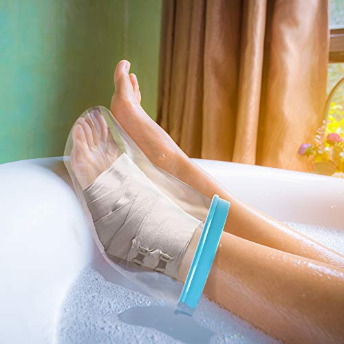 Protector de Escayola Impermeable, Protección de Yeso (Pie) - Transparente, Silicona Resistente y Duradera - Reutilizable, Flexible & Cómodo - Ideal para Usar en Baño o Ducha.