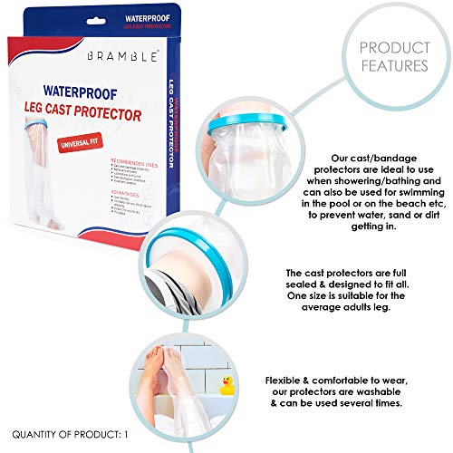 Protector de Escayola Impermeable, Protección de Yeso (Pierna) - Transparente, Silicona Resistente - Reutilizable, Flexible & Cómodo - Ideal para Usar en Baño o Ducha.