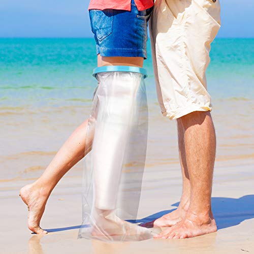 Protector de Escayola Impermeable, Protección de Yeso (Pierna) - Transparente, Silicona Resistente - Reutilizable, Flexible & Cómodo - Ideal para Usar en Baño o Ducha.