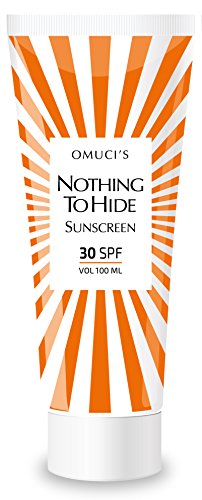 Protector solar respetuoso con el medio ambiente Nothing To Hide de Omuci’s. Apto para veganos, ingredientes naturales. Protección UVA + UVB. (30 SPF, 100ml)