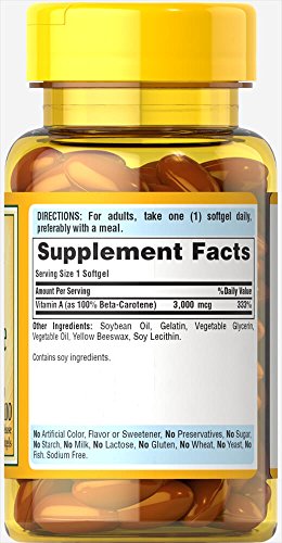 Provitamina A Beta Caroteno 3000 mcg/ 10000 IU 100 perlas