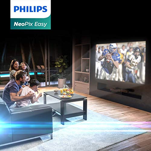 Proyector Philips NeoPix Easy Mini Proyector Portátil Profesional para Hogar/Empresa - 80" 1080p FHD LED Altavoces Estéreos 2600 lumens Conectividad Total HDMI USB MicroSD (20 años duración)