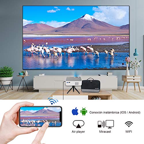 Proyector WiFi FANGOR 1080P Nativo HD Proyector Vídeo 5500 Lumens portátil Bluetooth Proyector Cine en casa Proyector Compatible con TV Stick, HDMI, VGA, USB, Laptop, iPhone / teléfono Android