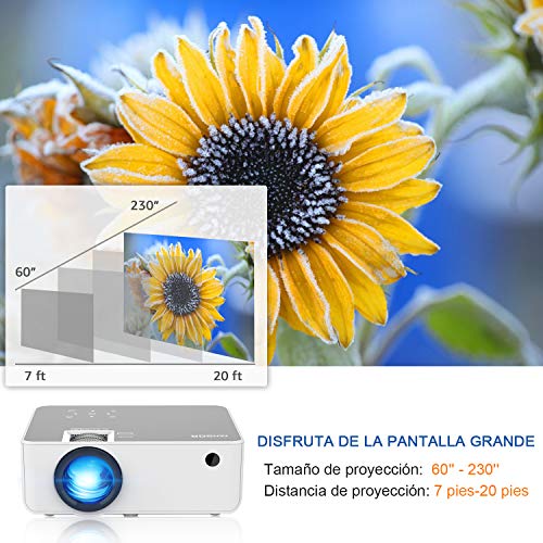 Proyector WiFi FANGOR 1080P Nativo HD Proyector Vídeo 5500 Lumens portátil Bluetooth Proyector Cine en casa Proyector Compatible con TV Stick, HDMI, VGA, USB, Laptop, iPhone / teléfono Android