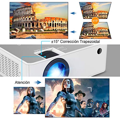 Proyector WiFi FANGOR 1080P Nativo HD Proyector Vídeo 5500 Lumens portátil Bluetooth Proyector Cine en casa Proyector Compatible con TV Stick, HDMI, VGA, USB, Laptop, iPhone / teléfono Android