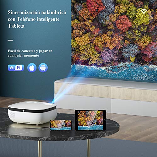 Proyector WiFi, WiMiUS 5800 Lúmenes Proyector Bluetooth Portátil Proyector Soporta 1080P y Audio AC3, 720P Proyector Nativo Cine en Casa 70,000 Horas Proyector Mini para Smartphone Android y iPhone