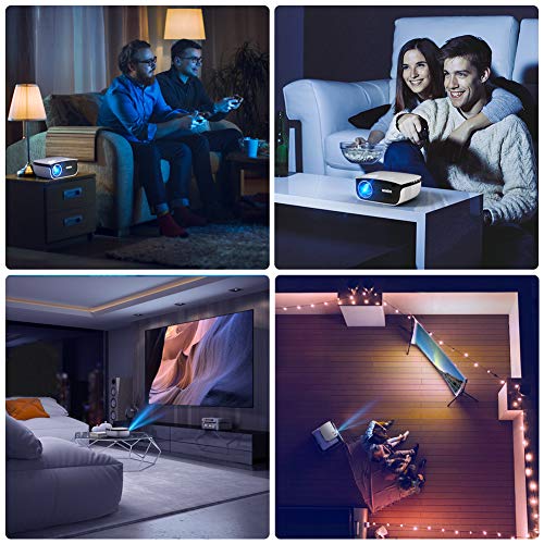 Proyector WiFi, WiMiUS 5800 Lúmenes Proyector Bluetooth Portátil Proyector Soporta 1080P y Audio AC3, 720P Proyector Nativo Cine en Casa 70,000 Horas Proyector Mini para Smartphone Android y iPhone