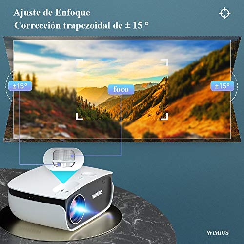 Proyector WiFi, WiMiUS 5800 Lúmenes Proyector Bluetooth Portátil Proyector Soporta 1080P y Audio AC3, 720P Proyector Nativo Cine en Casa 70,000 Horas Proyector Mini para Smartphone Android y iPhone