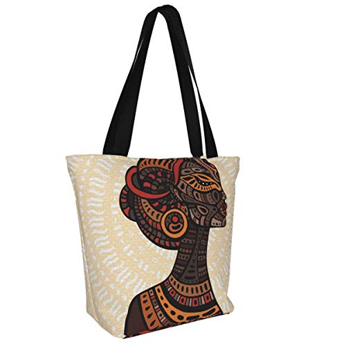 Prv0o Blue Tropical Butterflies Women'S - Canvas Shoulder Bag Hobo Crossbody Handbag Casual Tote, Negro (Beautiful African Woman), Talla única