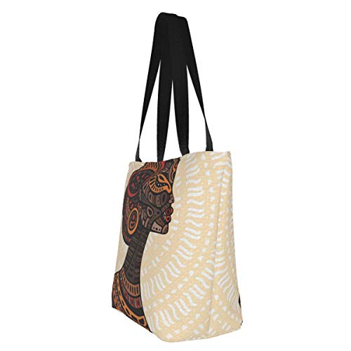 Prv0o Blue Tropical Butterflies Women'S - Canvas Shoulder Bag Hobo Crossbody Handbag Casual Tote, Negro (Beautiful African Woman), Talla única