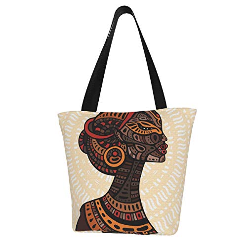 Prv0o Blue Tropical Butterflies Women'S - Canvas Shoulder Bag Hobo Crossbody Handbag Casual Tote, Negro (Beautiful African Woman), Talla única