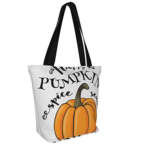 Prv0o Hibiscus Women'S - Canvas Shoulder Bag Hobo Crossbody Handbag Casual Tote, Azul (Happy Pumpkin), Talla única