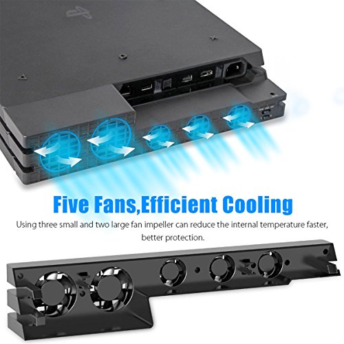 PS4 Pro Ventilador de refrigeración & 5-Port USB Hub Combo Kit - Ventiladores de Control De La Temperatura del Súper USB Cooling Fan Cooler Adaptador USB3.0 para Sony Playstation 4 Pro