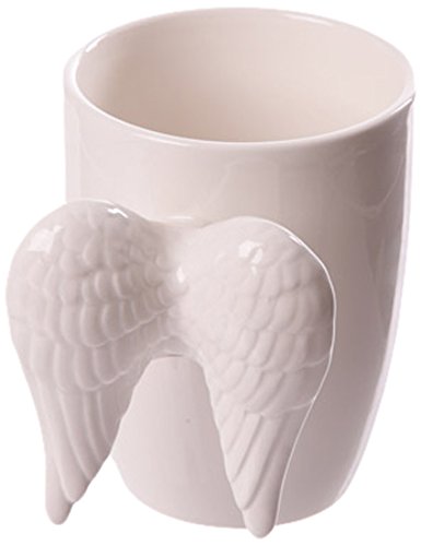 Puckator  ANG140 - Taza con asa (cerámica), diseño de alas de ángel, Color Blanco