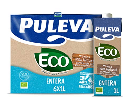 Puleva Leche Ecológica Entera Bio - Pack 6 x 1 L - Total: 6 L
