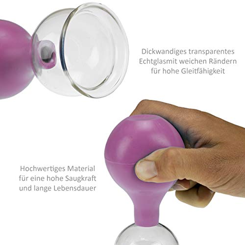 Pulox - Juego de vasos para ventosaterapia (2 unidades, tamaño grande), color rosa