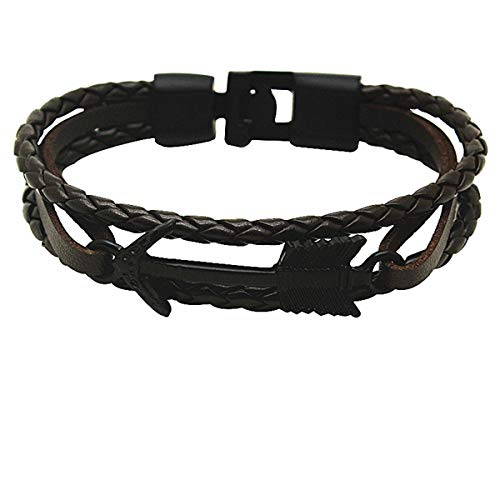 Pulsera Brazalete, Regalo De La Joyería,Xiong Hang Jewelry Man Unisex Hook Leather Bracelets & Bangle Fashion Rope Handmade Punk Cuff Arrow Jewelry For Women Man Black