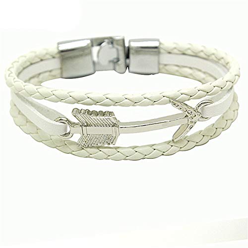 Pulsera Brazalete, Regalo De La Joyería,Xiong Hang Jewelry Man Unisex Hook Leather Bracelets & Bangle Fashion Rope Handmade Punk Cuff Arrow Jewelry For Women Man Black