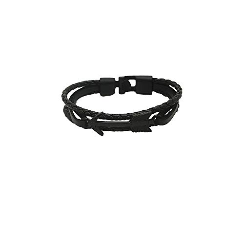 Pulsera Brazalete, Regalo De La Joyería,Xiong Hang Jewelry Man Unisex Hook Leather Bracelets & Bangle Fashion Rope Handmade Punk Cuff Arrow Jewelry For Women Man Black