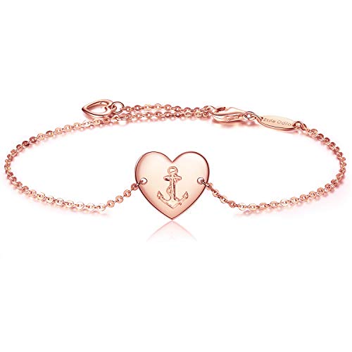 Pulsera de mujer ancla corazón colgante en plata de ley 925, Regalo de cumpleaños, Navidad para la madre, esposa, novia, hija, hermana, niña