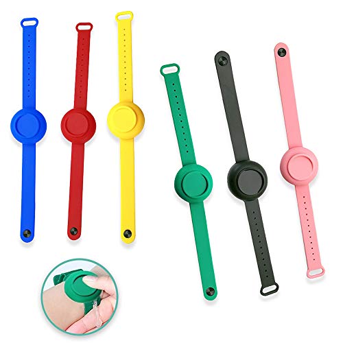 Pulsera Desinfectante, Speyang 6 Piezas Pulsera Dispensador Gel Niños, Pulsera Dispensadora de Líquido, Dispensador de Mano de Silicona - Apto para Adultos y Niños