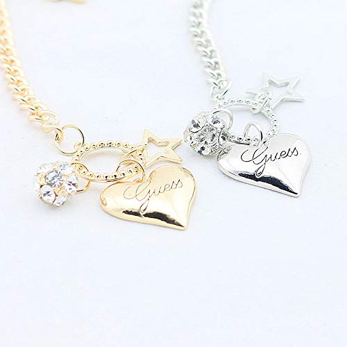 Pulsera Love Heart Charms Pulseras para Mujeres Oro Plata Color Pulsera Y Brazalete Joyas Europa Estilo Americano Joyas Regalo Oro