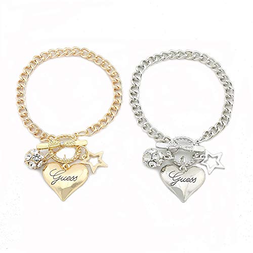Pulsera Love Heart Charms Pulseras para Mujeres Oro Plata Color Pulsera Y Brazalete Joyas Europa Estilo Americano Joyas Regalo Oro