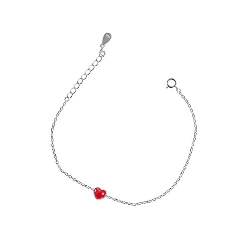 Pulsera Silver Was Skin White Red Drop Glaze Mini Love Beans Pulsera South Female Modelos para