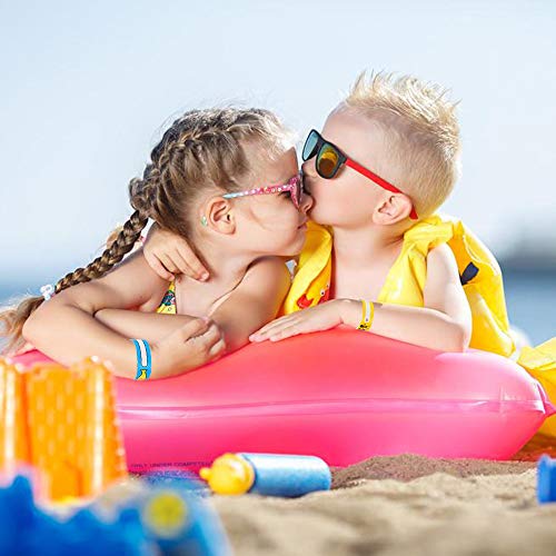 Pulseras Identificativas Niños, BelleStyle 12 Pcs Pulsera de Seguridad, SOS Pulsera, Anti Perdida Bebé de Emergencia Impermeable Reutilizable Niño, Niña para Viajar, Piscina, con una Pluma Especial