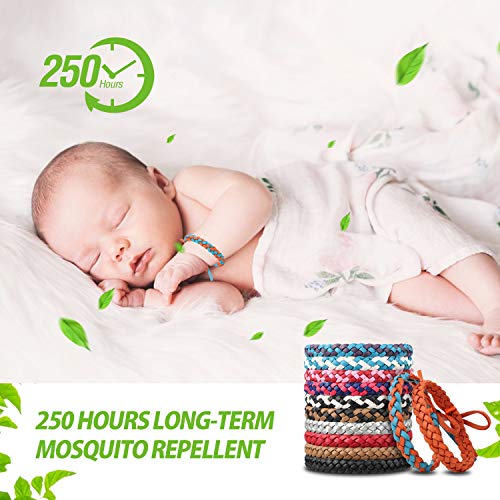 Pulseras Repelentes de Mosquitos, LEWONPO Mosquitos Pulsera Repelente Pulsera Antimosquitos, Pulseras para Interiores y Exteriores, Extractos de Plantas 100% Naturales para Biños y Adultos - 12 Piezas