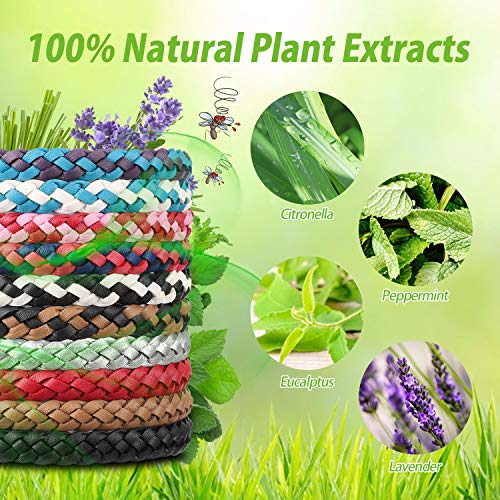Pulseras Repelentes de Mosquitos, LEWONPO Mosquitos Pulsera Repelente Pulsera Antimosquitos, Pulseras para Interiores y Exteriores, Extractos de Plantas 100% Naturales para Biños y Adultos - 12 Piezas
