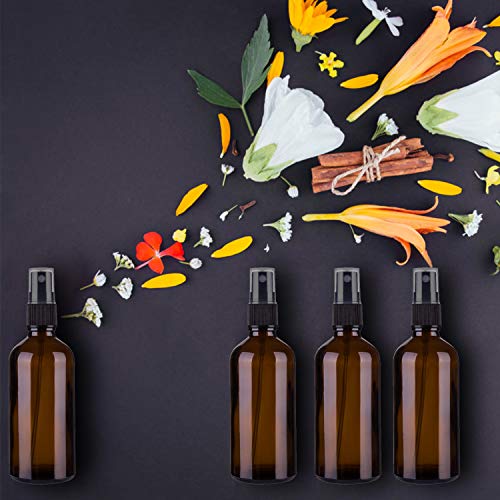pulverizador cristal, botella de vidrio atomizador rociador 8 piezas, con 1 embudo y 1 etiqueta, para aceites esenciales, perfumes, cosméticos ((8x50 ml) marrón)