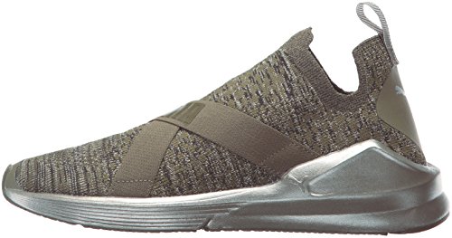 PUMA Fierce Evoknit Metallic Wn, Zapatillas para Mujer, Olive Night Plata, 39 EU