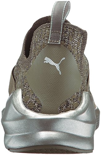 PUMA Fierce Evoknit Metallic Wn, Zapatillas para Mujer, Olive Night Plata, 39 EU