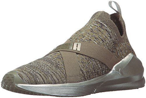 PUMA Fierce Evoknit Metallic Wn, Zapatillas para Mujer, Olive Night Plata, 39 EU