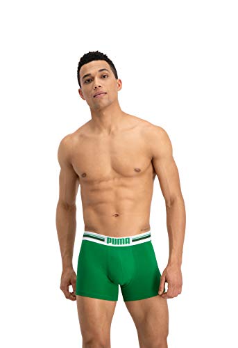 Puma Placed Logo - Pack de 2 bóxers para hombre, color verde/gris, talla L