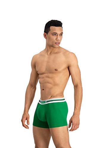 Puma Placed Logo - Pack de 2 bóxers para hombre, color verde/gris, talla L