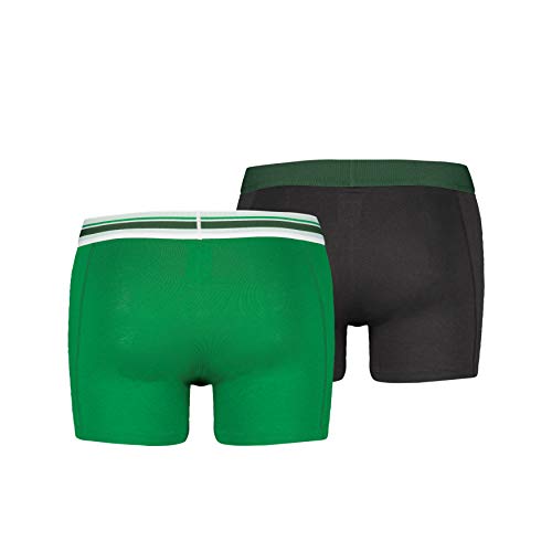 Puma Placed Logo - Pack de 2 bóxers para hombre, color verde/gris, talla S