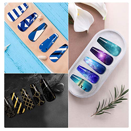 Puntas de uñas acrílicas 500 piezas - Puntas de uñas falsas de cubierta completa con forma de bailarina larga natural - Puntas de uñas postizas artificiales de 9 tamaños (transparente)