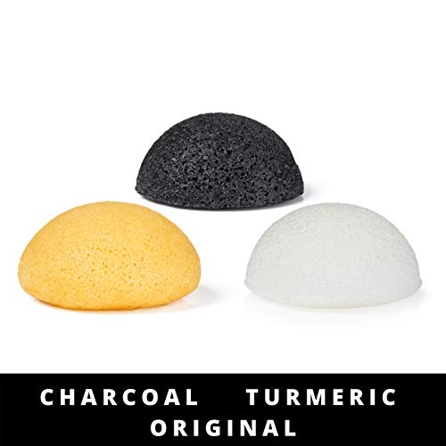 pureSOL Konjac Sponge - Turmeric - Facial Sponge, 100% Natural Sponge, Eco-friendly - Gentle Exfoliation, Deep Cleansing, Improved Skin Texture