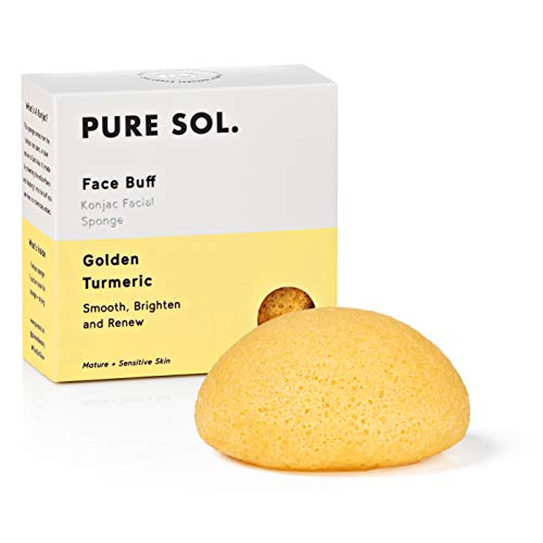 pureSOL Konjac Sponge - Turmeric - Facial Sponge, 100% Natural Sponge, Eco-friendly - Gentle Exfoliation, Deep Cleansing, Improved Skin Texture