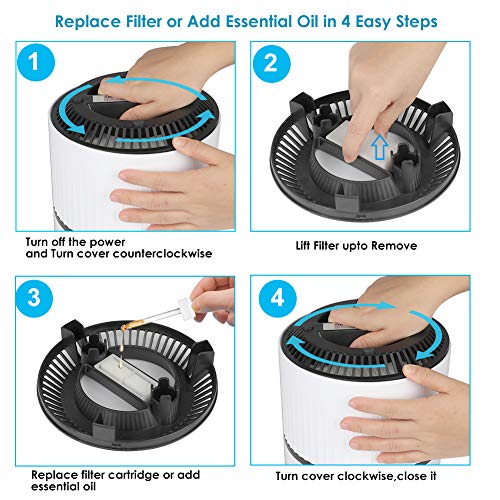 Purificador de Aire 4 en 1 para Hogar Oficina, con Filtro HEPA y Carbón Activado,Generador de Iones /Función de Aromaterapia y Temporizador Captura Alergias, Polvo, Humo, Caspa de Mascotas,Olor, PM2.5