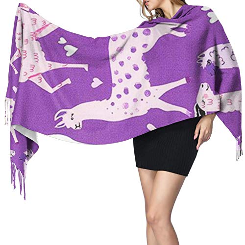 Púrpura Loving Alpacas mujeres bufanda borla chal estola gran abrigo impresión capa para señoras