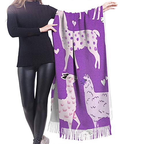 Púrpura Loving Alpacas mujeres bufanda borla chal estola gran abrigo impresión capa para señoras