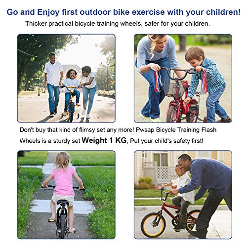 Pwsap Niños Entrenamiento Ruedines Accesorio de Bicicleta Universal, Destello Bicicleta Estabilizador Ruedas, Bicicleta Infantil Ruedines, Ruedas De Entrenamiento De Bicicleta Riding Equipment Negro