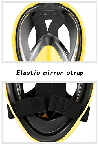 PXDM Mascarilla Facial de Snorkel, 180 ° Vista panorámica de Buceo Snorkel máscara Anti-Niebla con la acción de la cámara de Montaje para Adultos y Adolescentes,Blanco