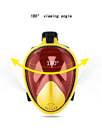 PXDM Mascarilla Facial de Snorkel, 180 ° Vista panorámica de Buceo Snorkel máscara Anti-Niebla con la acción de la cámara de Montaje para Adultos y Adolescentes,Blanco